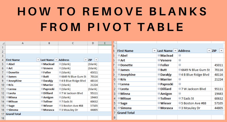 How to remove blank rows in Pivot&nbsp;Table
