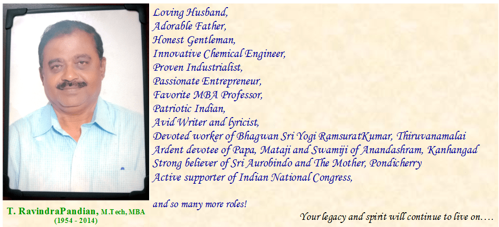 A heartfelt homage to Dad - Ravindrapandian T by Lashmi Bai Ravindrapandian